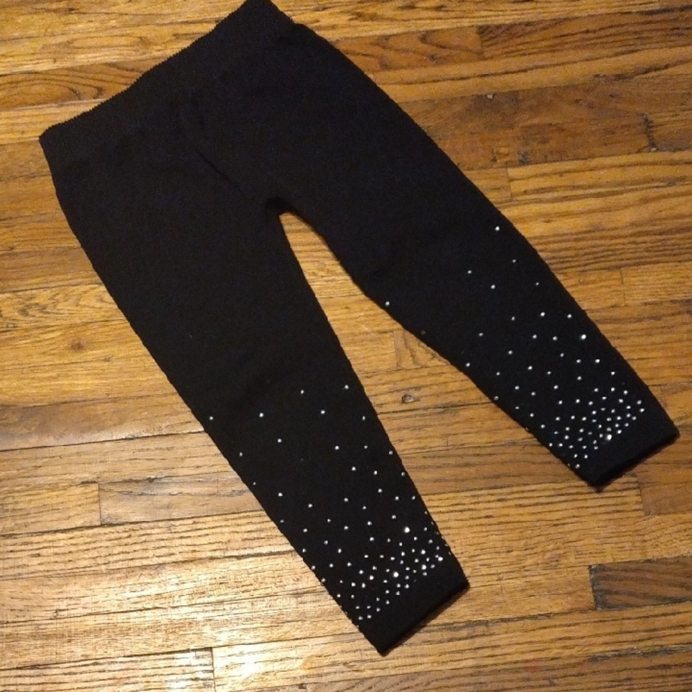 Black Kids Leggings with Silver Embellishments